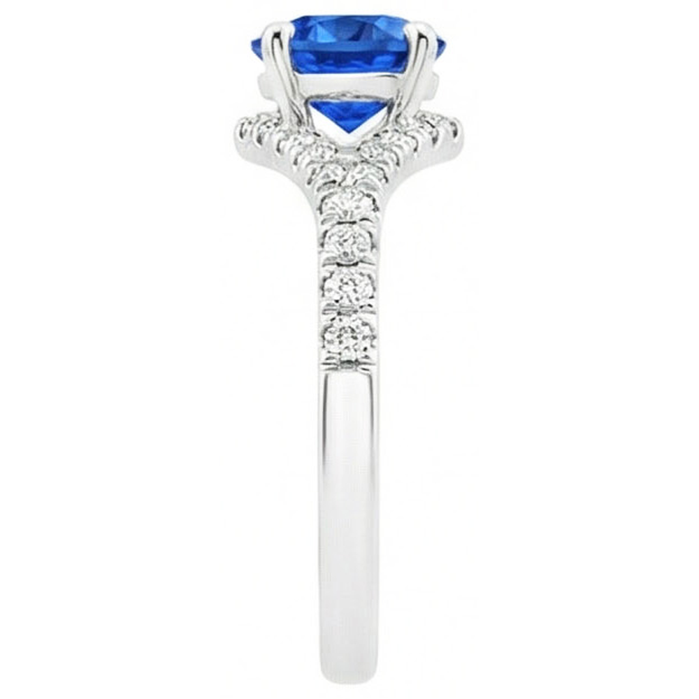 natural round sapphire 4.35ct ring top view