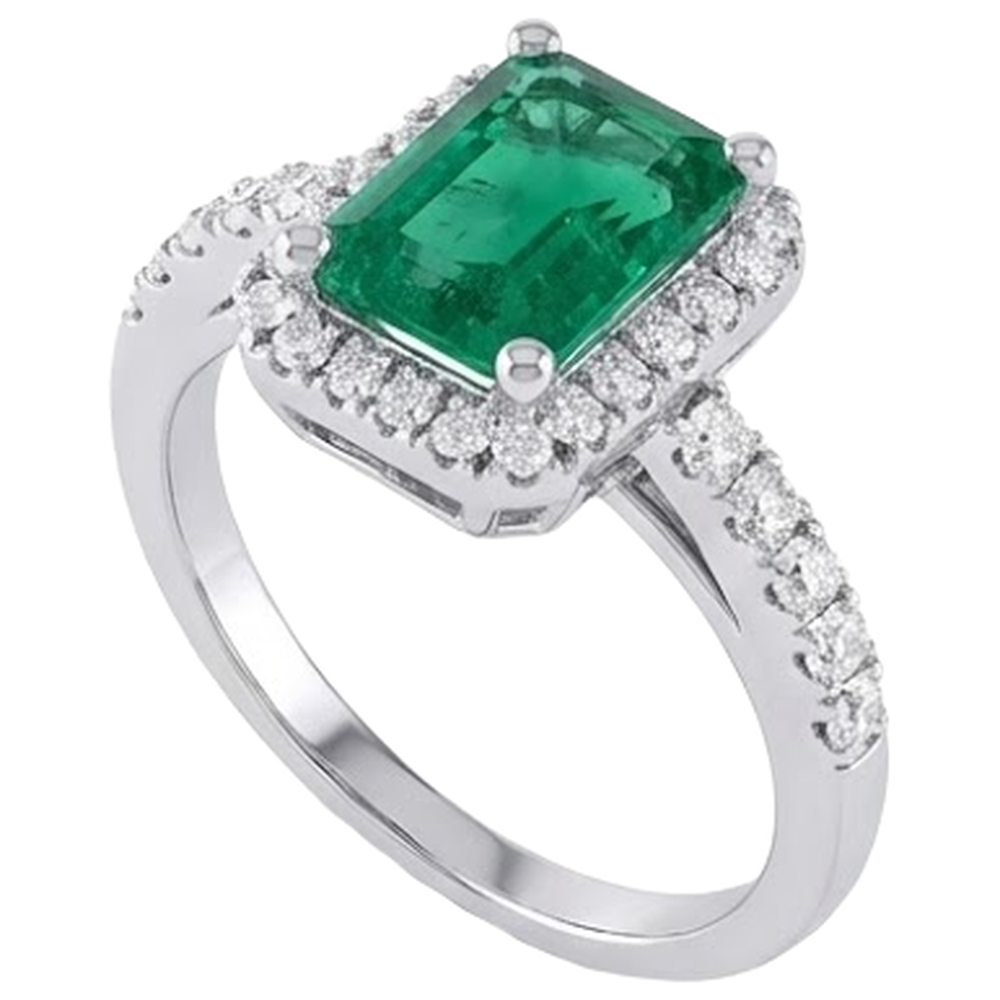 natural round emerald 4.40ct ring profile view