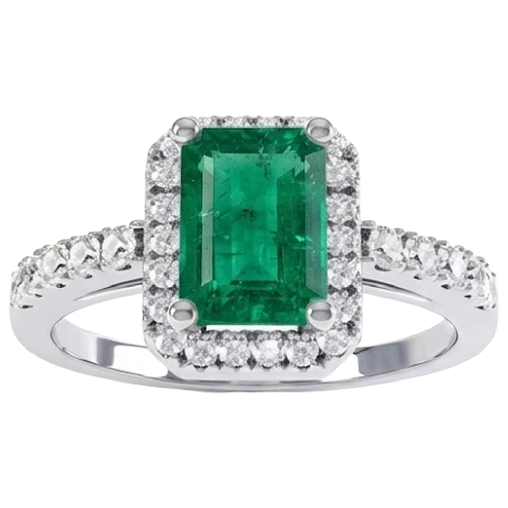 natural round emerald 4.40ct ring side angle