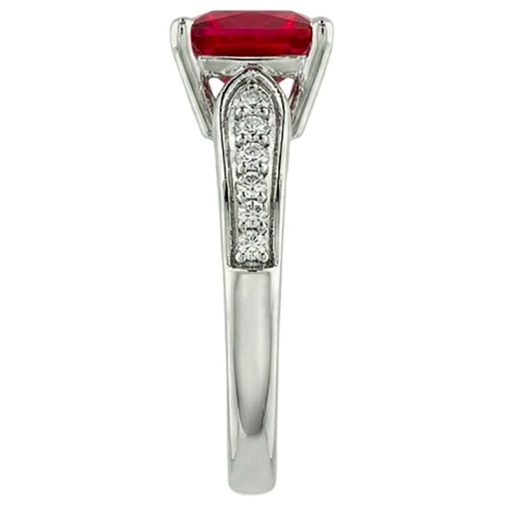 4.40 Carats Princess Red Ruby And Sparkling Natural Earth Mined DIAMOND ( NOT LAB GROWN ) Ring Gold 14K