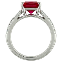4.40 Carats Princess Red Ruby And Sparkling Natural Earth Mined DIAMOND ( NOT LAB GROWN ) Ring Gold 14K