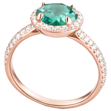 4.40 Carats Round Shaped Green Emerald With Natural Earth Mined Diamond Ring Rose Gold 14K
