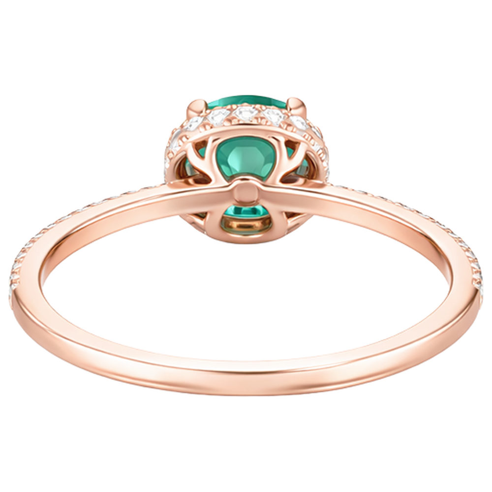 4.40 Carats Round Shaped Green Emerald With Natural Earth Mined Diamond Ring Rose Gold 14K