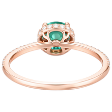 4.40 Carats Round Shaped Green Emerald With Natural Earth Mined Diamond Ring Rose Gold 14K