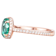 4.40 Carats Round Shaped Green Emerald With Natural Earth Mined Diamond Ring Rose Gold 14K