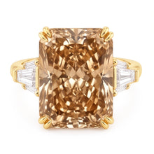 4.40 Ct. Radiant Champagne Real Natural Earth Mined DIAMOND ( NOT LAB GROWN ) Ring Yellow Gold 14KNew