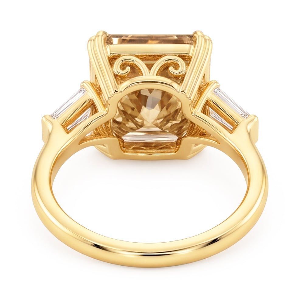 4.40 Ct. Radiant Champagne Real Natural Earth Mined DIAMOND ( NOT LAB GROWN ) Ring Yellow Gold 14KNew