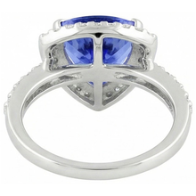 4.45 Ct. Trillion Sri Lankan Sapphire Natural Earth Mined DIAMOND ( NOT LAB GROWN ) Ring Solitaire Accents