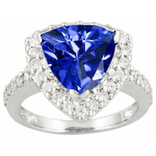 4.45 Ct. Trillion Sri Lankan Sapphire Natural Earth Mined DIAMOND ( NOT LAB GROWN ) Ring Solitaire Accents