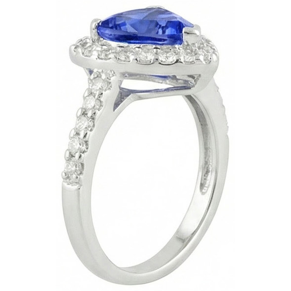4.45 Ct. Trillion Sri Lankan Sapphire Natural Earth Mined DIAMOND ( NOT LAB GROWN ) Ring Solitaire Accents