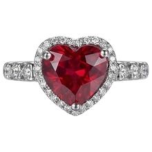 4.5 Carats Red Heart Cut Ruby And Natural Earth Mined Diamond Ring White Gold Jewellery