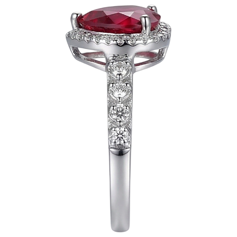 4.5 Carats Red Heart Cut Ruby And Natural Earth Mined Diamond Ring White Gold Jewellery