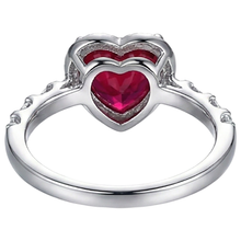 4.5 Carats Red Heart Cut Ruby And Natural Earth Mined Diamond Ring White Gold Jewellery