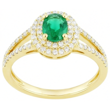 4.5 Ct Oval Cut Green Emerald With Natural Earth Mined Diamond Ring