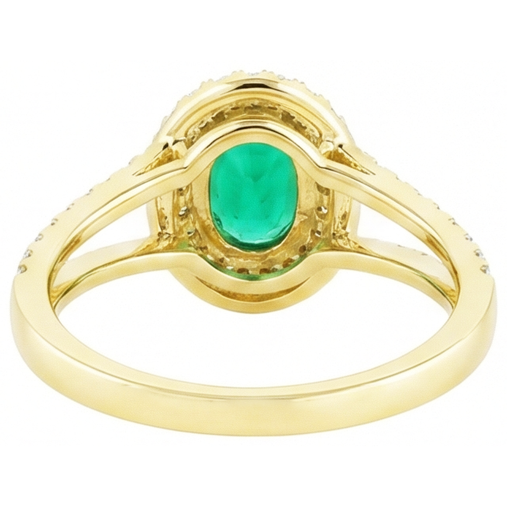 4.5 Ct Oval Cut Green Emerald With Natural Earth Mined Diamond Ring