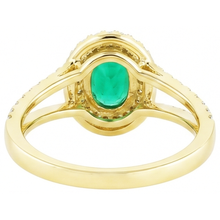 4.5 Ct Oval Cut Green Emerald With Natural Earth Mined Diamond Ring