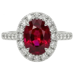 4.5 Ct Oval Cut Ruby And Natural Earth Mined Diamond Ring White Gold Lady Jewellery