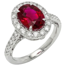 4.5 Ct Oval Cut Ruby And Natural Earth Mined Diamond Ring White Gold Lady Jewellery