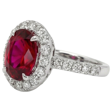 4.5 Ct Oval Cut Ruby And Natural Earth Mined Diamond Ring White Gold Lady Jewellery