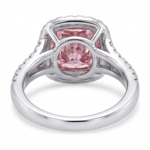 Lab Grown Pink Diamond Ring 4.5 Carat Cushion Halo 14K White Gold