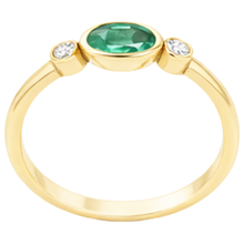 4.50 Carats Bezel Set Green Emerald & Natural Earth Mined Diamond Wedding Ring 3 Stone