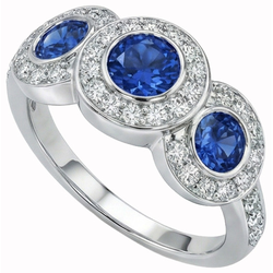 Natural Sapphire Ring 4.50ct - White Gold 14K