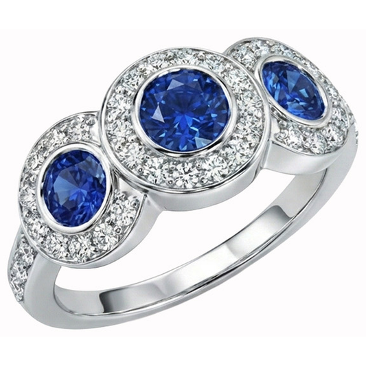 natural round sapphire 4.50ct ring side angle