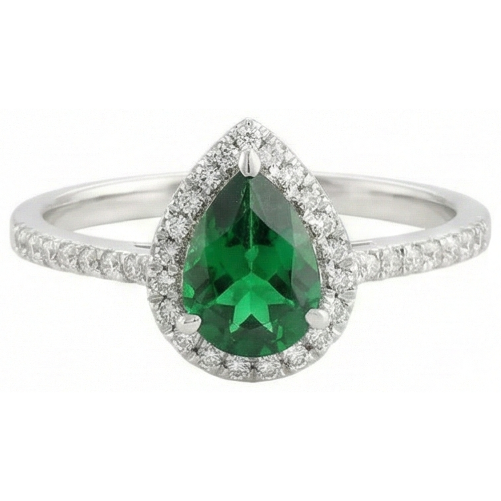 natural round emerald 4.50ct ring side angle
