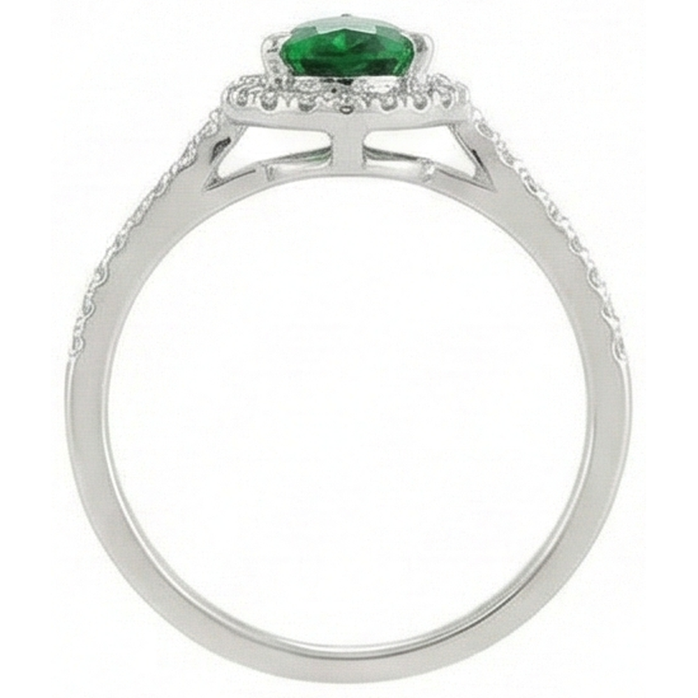 natural round emerald 4.50ct ring profile view