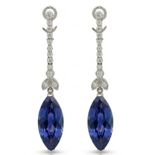4.50 Carats Marquise Sapphire IGI CERTIFIED Diamond Dangle Earrings White Gold 14K