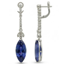 4.50 Carats Marquise Sapphire IGI CERTIFIED Diamond Dangle Earrings White Gold 14K