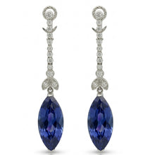 4.50 Carats Marquise Sapphire Natural Earth Mined Diamond Dangle Earrings White Gold 14K