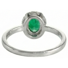 4.50 Carats Oval Green Emerald Gemstone And Natural Earth Mined Diamond Ring White Gold 14K
