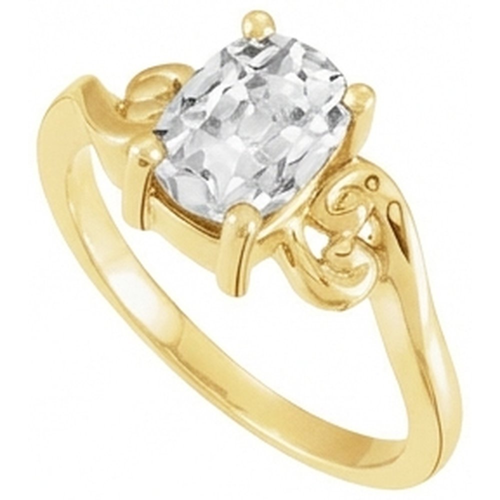 Solitaire Ring 14K Yellow Gold with Fine Diamond – front view
