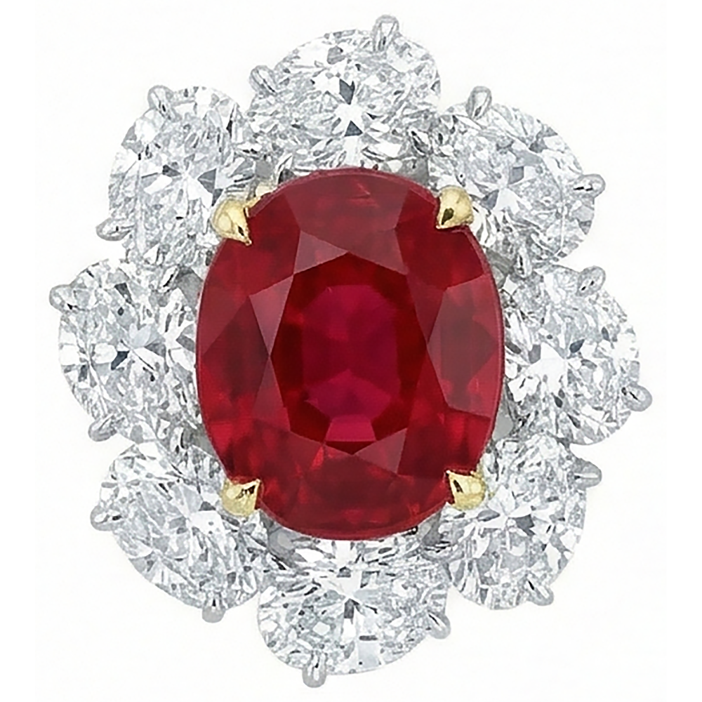 4.50 Carats Red Ruby With Natural Earth Mined DIAMOND ( NOT LAB GROWN )s Ring Flower Style Jewellery New