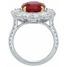 4.50 Carats Red Ruby With Natural Earth Mined DIAMOND ( NOT LAB GROWN )s Ring Flower Style Jewellery New