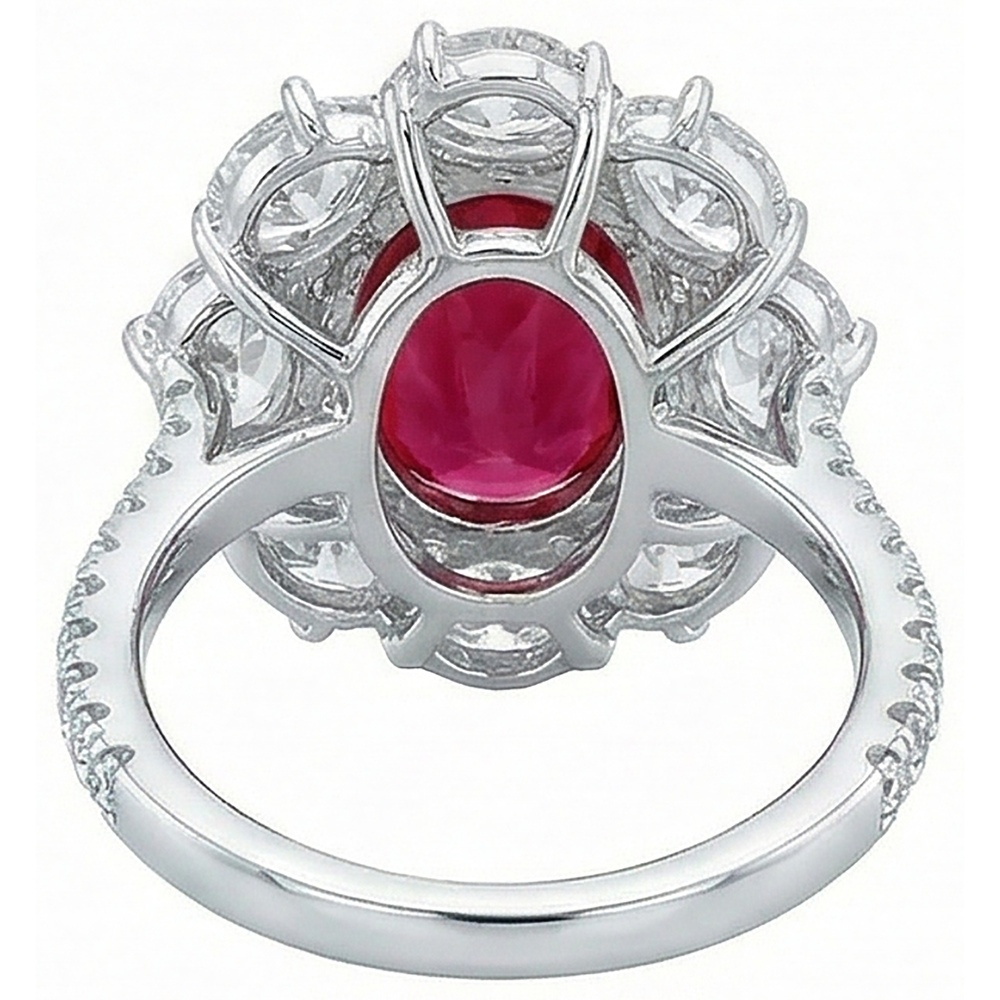 4.50 Carats Red Ruby With Natural Earth Mined DIAMOND ( NOT LAB GROWN )s Ring Flower Style Jewellery New