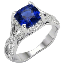 4.50 Carats Sri Lankan Sapphire With Natural Earth Mined DIAMOND ( NOT LAB GROWN )s Ring White Gold 14K