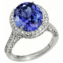 4.50 Carats Tanzanite Natural Earth Mined DIAMOND ( NOT LAB GROWN ) Ring Oval Halo Setting