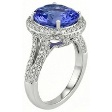 4.50 Carats Tanzanite Natural Earth Mined DIAMOND ( NOT LAB GROWN ) Ring Oval Halo Setting