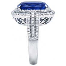 4.50 Ct Cushion Ceylon Blue Sapphire And Round Natural Earth Mined DIAMOND ( NOT LAB GROWN ) Engagement Ring