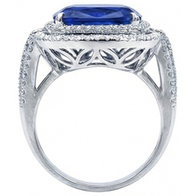 4.50 Ct Cushion Ceylon Blue Sapphire And Round Natural Earth Mined DIAMOND ( NOT LAB GROWN ) Engagement Ring
