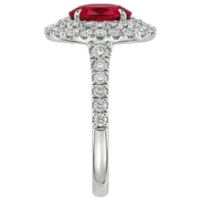 4.50 Ct Double Halo Ruby And Natural Earth Mined Diamonds Ring Gold White 14K