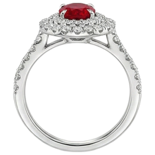 4.50 Ct Double Halo Ruby And Natural Earth Mined Diamonds Ring Gold White 14K