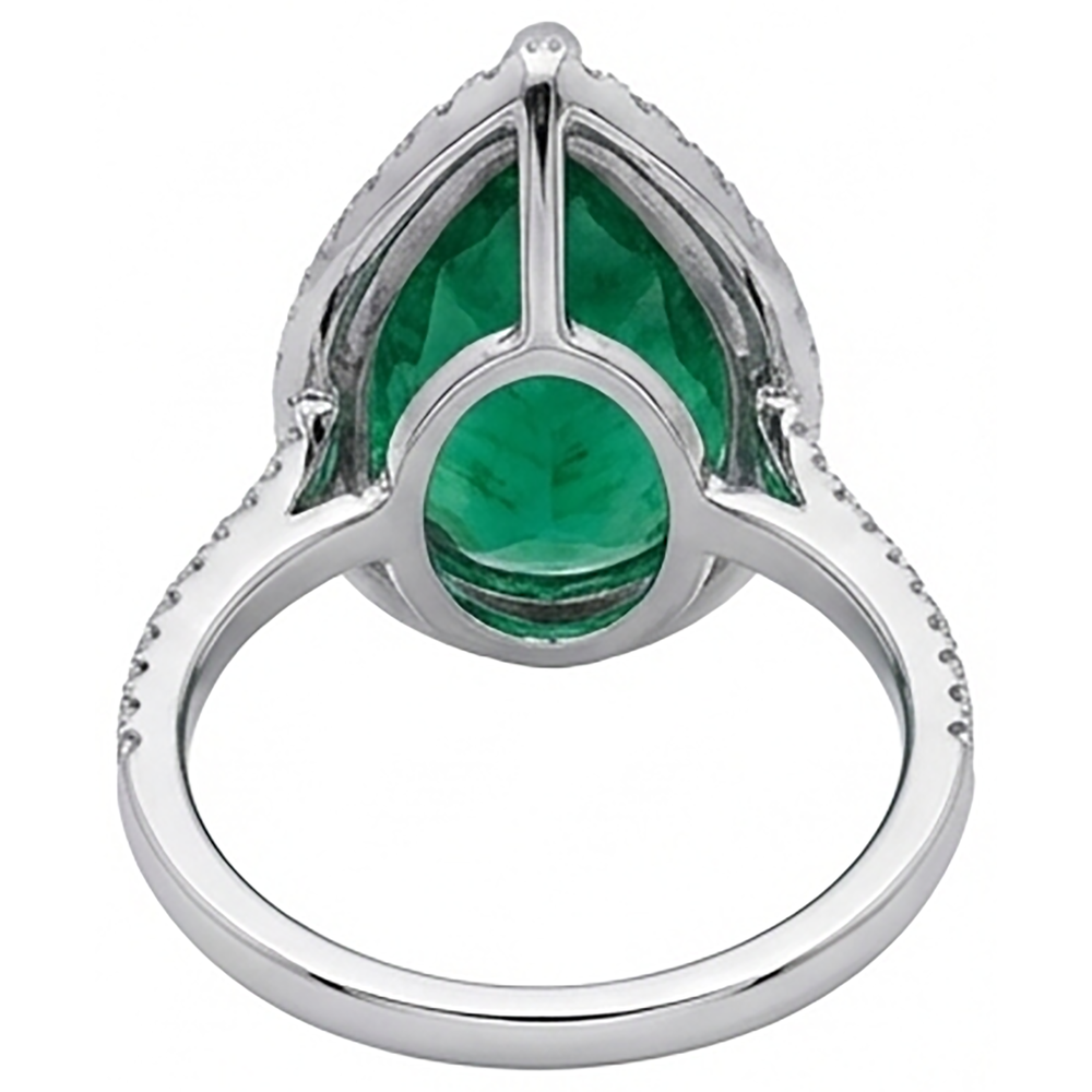 4.50 Ct Green Emerald Gemstone And Natural Earth Mined Diamond Engagement Ring