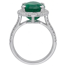 4.50 Ct Green Emerald Gemstone And Natural Earth Mined Diamond Engagement Ring