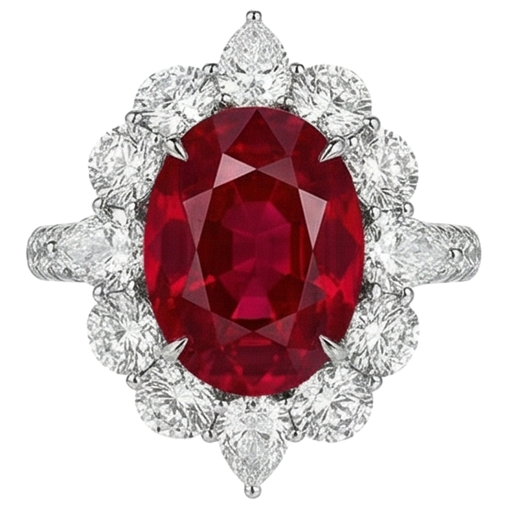 natural round ruby 4.50ct ring front view