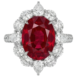 Natural Ruby Ring 4.50ct - White Gold 14K