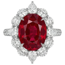 natural round ruby 4.50ct ring front view