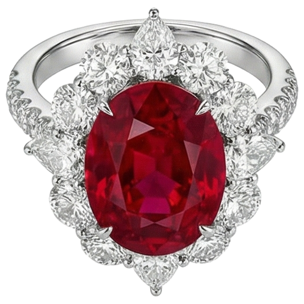 natural round ruby 4.50ct ring side angle